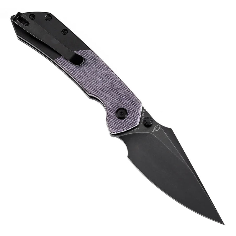 Tenable Fenrir T1034S5 – 3.45" Blackwash 14C28N Blade, Purple Micarta + Blackwash Aluminum Handle