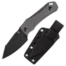 Tenable Loki G1058A4 front view with Kydex sheath – 2.99″ Blackwash D2 wharncliffe, black micarta, fixed blade