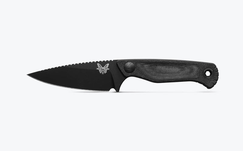 Benchmade Dacian 203BK-02 3.54" Black Cerakote CPM-Magnacut Black Micarta Handles Spear Point Ambidextrous Leather/Boltaron Sheath