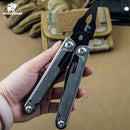 HX Outdoors Eaglite GQ-25 closed in hand – silver 2Cr13 stainless steel handles