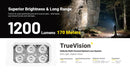 Nitecore HA29 UHE beam shot - 1200 lumens reaching 170 meters with TrueVision optical lens
