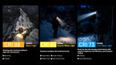 Nitecore HA29 UHE color temperature modes - CRI 98 3000K warm, CRI 85 4500K neutral, CRI 73 6500K cool white