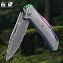 HX OUTDOORS CHAMELEON ZD-084 – 3.46" 5Cr15 Slip Joint Pocket Knife with Aluminum Damascus-Pattern Handle