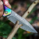 HX OUTDOORS CHAMELEON ZD-084 – 3.46" 5Cr15 Slip Joint Pocket Knife with Aluminum Damascus-Pattern Handle