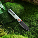HX OUTDOORS HYLA ZD-120S-B – 2.91" 14C28N Black Blade Button Lock Knife with Natural Green G10 Handle