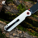 HX OUTDOORS HYLA ZD-120S-D – 2.91" 14C28N Button Lock Pocket Knife with White G10 Handle