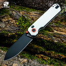 HX OUTDOORS HYLA ZD-120S-D – 2.91" 14C28N Button Lock Pocket Knife with White G10 Handle