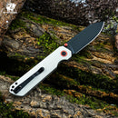 HX OUTDOORS HYLA ZD-120S-D – 2.91" 14C28N Button Lock Pocket Knife with White G10 Handle