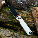 HX OUTDOORS HYLA ZD-120S-D – 2.91" 14C28N Button Lock Pocket Knife with White G10 Handle