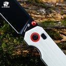 HX OUTDOORS HYLA ZD-120S-D – 2.91" 14C28N Button Lock Pocket Knife with White G10 Handle