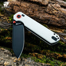 HX OUTDOORS HYLA ZD-120S-D – 2.91" 14C28N Button Lock Pocket Knife with White G10 Handle