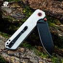 HX OUTDOORS HYLA ZD-120S-D – 2.91" 14C28N Button Lock Pocket Knife with White G10 Handle