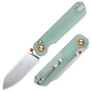 HX OUTDOORS HYLA ZD-120S – 2.91" 14C28N Button Lock Pocket Knife with Natural Green G10 Handle