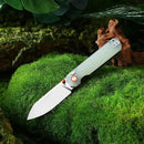 HX OUTDOORS HYLA ZD-120S – 2.91" 14C28N Button Lock Pocket Knife with Natural Green G10 Handle