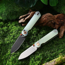 HX OUTDOORS HYLA ZD-120S – 2.91" 14C28N Button Lock Pocket Knife with Natural Green G10 Handle