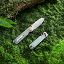 HX OUTDOORS HYLA ZD-120S – 2.91" 14C28N Button Lock Pocket Knife with Natural Green G10 Handle