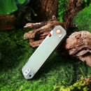 HX OUTDOORS HYLA ZD-120S – 2.91" 14C28N Button Lock Pocket Knife with Natural Green G10 Handle