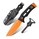 HX OUTDOORS Rock Apex TD-18C – 3.7" DC53 Fixed Blade Knife with Orange Teflon Blade & Black G10 Handle