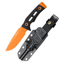 HX OUTDOORS Rock Apex TD-18C – 3.7" DC53 Fixed Blade Knife with Orange Teflon Blade & Black G10 Handle