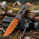 HX OUTDOORS Rock Apex TD-18C – 3.7" DC53 Fixed Blade Knife with Orange Teflon Blade & Black G10 Handle