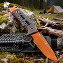 HX OUTDOORS Rock Apex TD-18C – 3.7" DC53 Fixed Blade Knife with Orange Teflon Blade & Black G10 Handle