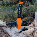 HX OUTDOORS Rock Apex TD-18C – 3.7" DC53 Fixed Blade Knife with Orange Teflon Blade & Black G10 Handle
