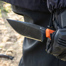 HX OUTDOORS Rock Apex TD-18C – 3.7" DC53 Fixed Blade Knife with Orange Teflon Blade & Black G10 Handle