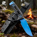 HX OUTDOORS Rock Apex TD-18L – 3.7" DC53 Fixed Blade Knife with Blue Teflon Blade & Black G10 Handle