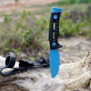 HX OUTDOORS Rock Apex TD-18L – 3.7" DC53 Fixed Blade Knife with Blue Teflon Blade & Black G10 Handle