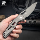 HX OUTDOORS ROCK ONYX ZD-104A-S – 2.87" D2 Button Lock Pocket Knife with Gray Aluminum Handle