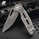 HX OUTDOORS ROCK ONYX ZD-104A-S – 2.87" D2 Button Lock Pocket Knife with Gray Aluminum Handle