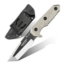 HX OUTDOORS SNIPERS D-183 – 3.86" 7Cr17 Fixed Blade Knife with TAN G10 Handle & Kydex Sheath