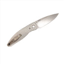 Three Rivers Mfg ATOM Linerlock 3.5" Tumbled CPM-MagnaCut Blade Titanium 3D Contoured Lizard Skin Textured Handles