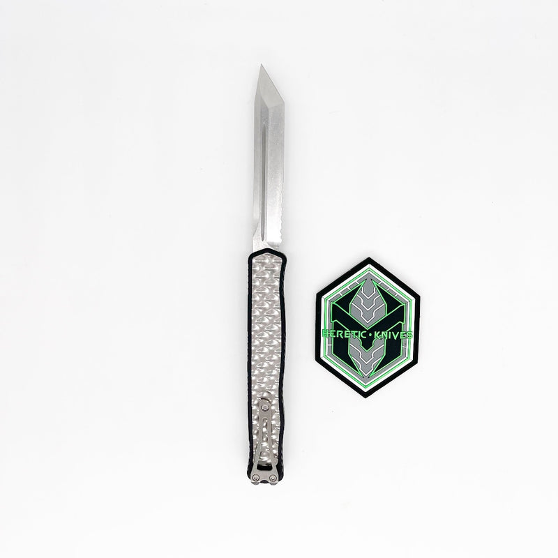 Heretic Knives Cleric II OTF Knife 9.85in Magnacut Steel Blade Black Aluminum Handles w/ Metal Inlay - H019-2B