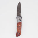 Pro-Tech Terzuola 2023 ATCF Custom 011 Folding Knife Desert Iron Wood Inlays Nichols Damascus Blade