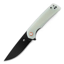 Klaken J147 Virex J147-D-BlackDP-JadeG10 front view – 3.54" black-coated D2 drop point folding knife with jade G10 handle
