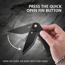 Klaken J147 Virex J147-T-BlackTanto-BlackG10 open position showing black-coated D2 tanto blade