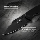 Klaken B04 Grani J209-BlackG10-Blackblade blade detail – black-coated D2 drop point