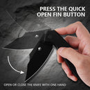 Klaken B04 Grani J209-BlackG10-Blackblade open position showing black-coated D2 drop-point blade