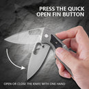 Klaken B06 Sigurd J226-BlackCarbonTi titanium frame lock and flipper detail