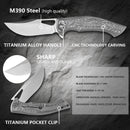 Klaken B11 Hodr J298-GreyTi blade detail – stonewashed M390 drop point