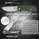Klaken J305 Drake J305-BlackMicarta blade detail – stonewashed D2 drop point