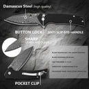 Klaken J313 Riven J313-Damascus-BlackG10 blade detail – Damascus drop point