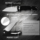 Klaken J314 Frontline J314-BlackG10 blade detail – stonewashed D2 drop point