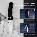 Klaken J314 Frontline J314-BlackG10 front view – 3.39" stonewashed D2 drop point folding knife
