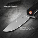Klaken J326 Varek J326-BlackMicarta blade detail - satin D2 drop point