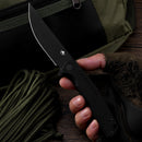 Klaken J336 The Flint J336-BlackG10-BlackBlade open position showing 14C28N black Ti-coated drop point blade