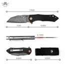 Klaken J338 Askael J338-ShreddedCarbon dimensions and nylon pouch detail