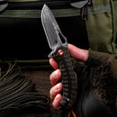 Klaken Tideborn J345-BrownBlackG10 liner lock detail – brown & black G10 handle