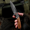 Klaken J358 Ardent J358-Zebrawood blade detail - Damascus pattern